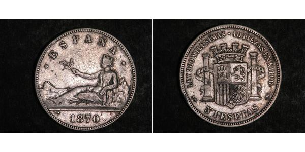 5 Peseta Première République espagnole (1873 - 1874) Argent 