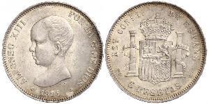 5 Peseta Kingdom of Spain (1874 - 1931) Argento Alfonso XIII of Spain (1886 - 1941)