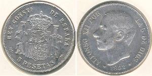 5 Peseta Kingdom of Spain (1874 - 1931) Argento Alfonso XII of Spain (1857 -1885)
