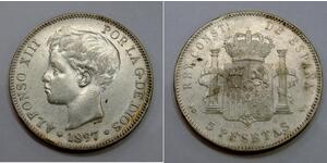 5 Peseta Kingdom of Spain (1874 - 1931) Argento 