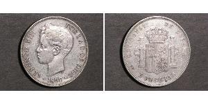 5 Peseta Kingdom of Spain (1874 - 1931) Argento 