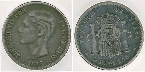 5 Peseta Kingdom of Spain (1874 - 1931) Argento Alfonso XII of Spain (1857 -1885)