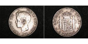 5 Peseta Kingdom of Spain (1874 - 1931) Argento 