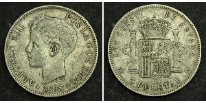 5 Peseta Kingdom of Spain (1874 - 1931) Argento 