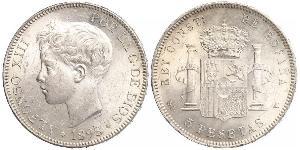 5 Peseta Kingdom of Spain (1874 - 1931) Argento 