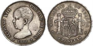 5 Peseta Kingdom of Spain (1874 - 1931) Argento Alfonso XIII of Spain (1886 - 1941)