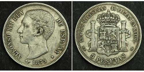 5 Peseta Kingdom of Spain (1874 - 1931) Argento Alfonso XII of Spain (1857 -1885)