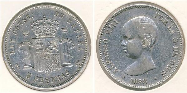 5 Peseta Kingdom of Spain (1874 - 1931) Argento Alfonso XIII of Spain (1886 - 1941)