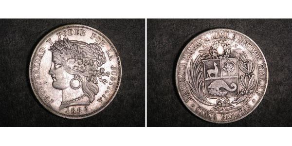 5 Peseta Perù Argento 