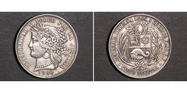 5 Peseta Perù Argento 