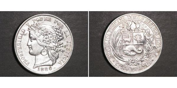 5 Peseta Perù Argento 