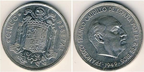 5 Peseta Espagne franquiste (1936 - 1975) Cuivre/Nickel 