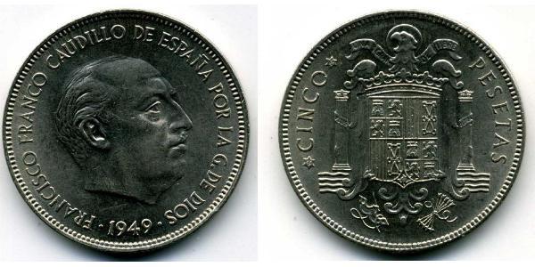 5 Peseta Espagne franquiste (1936 - 1975) Cuivre/Nickel 