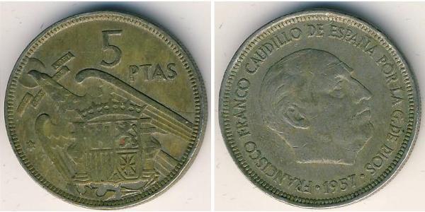 5 Peseta Espagne franquiste (1936 - 1975) Cuivre/Nickel 