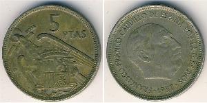 5 Peseta Francoist Spain (1936 - 1975) Kupfer/Nickel 