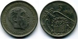 5 Peseta Francoist Spain (1936 - 1975) Kupfer/Nickel 