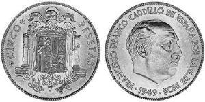 5 Peseta Espagne franquiste (1936 - 1975) Nickel Francisco Franco(1892 – 1975)