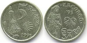 5 Peseta Royaume d’Espagne (1976 - ) Acier/Nickel 