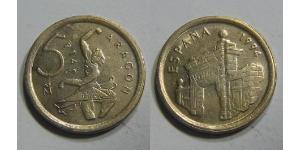 5 Peseta Kingdom of Spain (1976 - ) Brass/Nickel Juan Carlos I of Spain (1938 - )