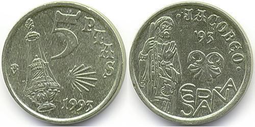 5 Peseta Reino de España (1976 - ) Nickel/Stahl 