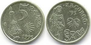 5 Peseta Reino de España (1976 - ) Níquel/Acero 