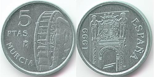 5 Peseta Reino de España (1976 - ) Níquel/Acero Juan Carlos I (1938 - )