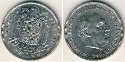 5 Peseta Dictadura de Francisco Franco (1936 - 1975) Níquel/Cobre 