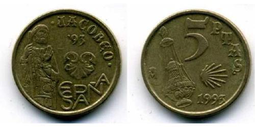 5 Peseta Regno di Spagna (1976 - ) Ottone/Nichel Juan Carlos I (1938 - )