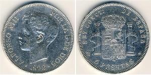 5 Peseta Kingdom of Spain (1874 - 1931) Plata 