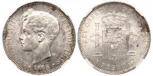 5 Peseta Kingdom of Spain (1874 - 1931) Plata 