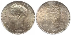 5 Peseta Kingdom of Spain (1874 - 1931) Plata 