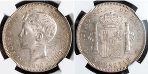 5 Peseta Kingdom of Spain (1874 - 1931) Plata 