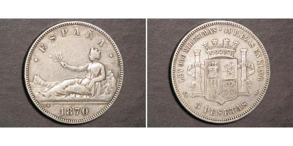 5 Peseta Primera República Española (1873 - 1874) Plata 