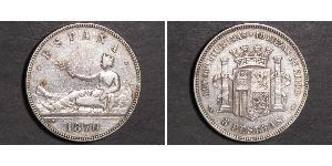 5 Peseta Erste Spanische Republik (1873 - 1874) Silber 