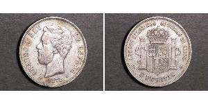 5 Peseta Kingdom of Spain (1814 - 1873) Silber Amadeus I. (Spanien)  (1845 - 1890)