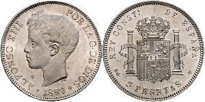 5 Peseta Kingdom of Spain (1874 - 1931) Silber 