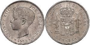5 Peseta Kingdom of Spain (1874 - 1931) Silber 