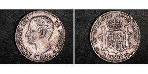 5 Peseta Kingdom of Spain (1874 - 1931) Silber Alfonso XII of Spain (1857 -1885)