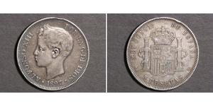 5 Peseta Kingdom of Spain (1874 - 1931) Silber 