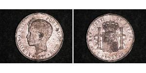 5 Peseta Kingdom of Spain (1874 - 1931) Silber 