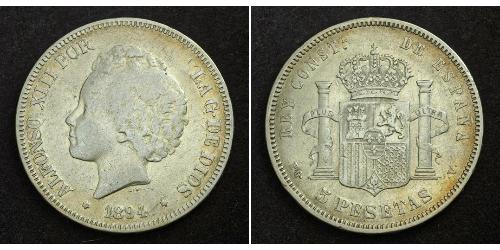 5 Peseta Kingdom of Spain (1874 - 1931) Silber Alfonso XIII of Spain (1886 - 1941)