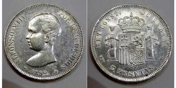 5 Peseta Kingdom of Spain (1874 - 1931) Silber Alfonso XIII of Spain (1886 - 1941)