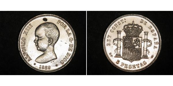 5 Peseta Kingdom of Spain (1874 - 1931) Silber Alfonso XIII of Spain (1886 - 1941)