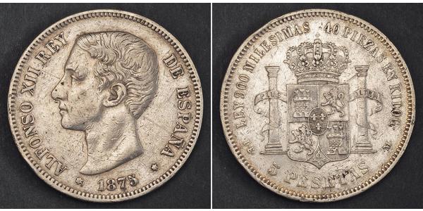 5 Peseta Kingdom of Spain (1874 - 1931) Silber Alfonso XII of Spain (1857 -1885)