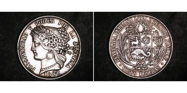 5 Peseta Peru Silber 