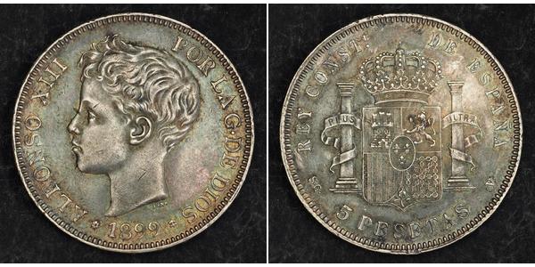 5 Peseta Kingdom of Spain (1874 - 1931) Silver 