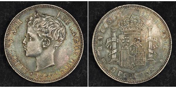 5 Peseta Kingdom of Spain (1874 - 1931) Silver 