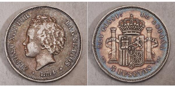 5 Peseta Kingdom of Spain (1874 - 1931) Silver Alfonso XIII of Spain (1886 - 1941)