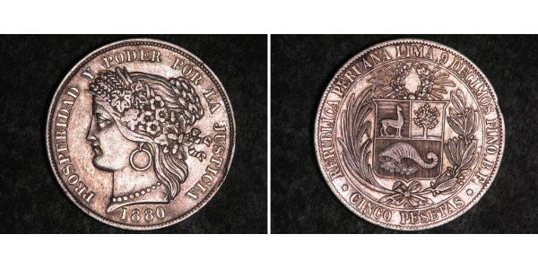 5 Peseta Peru Silver 