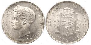5 Peseta Kingdom of Spain (1874 - 1931) 銀 